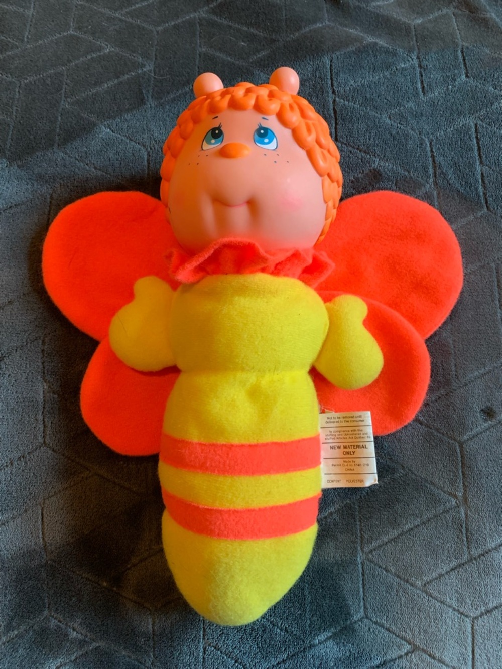 Vtg SOMA Plush GLOW KIDS Hug & Glo Bug Butterfly worm Light Up 1984 WORKS 11"